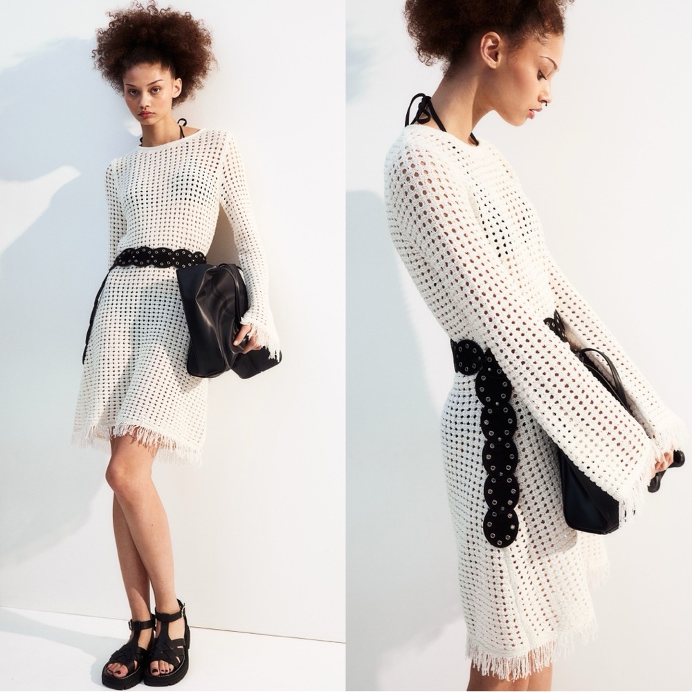H&M White Crochet Dress